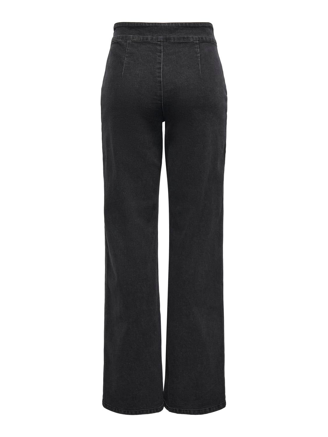 JDYGEGGO Hohe Taille Weiter Beinschnitt Jeans Grey Denim