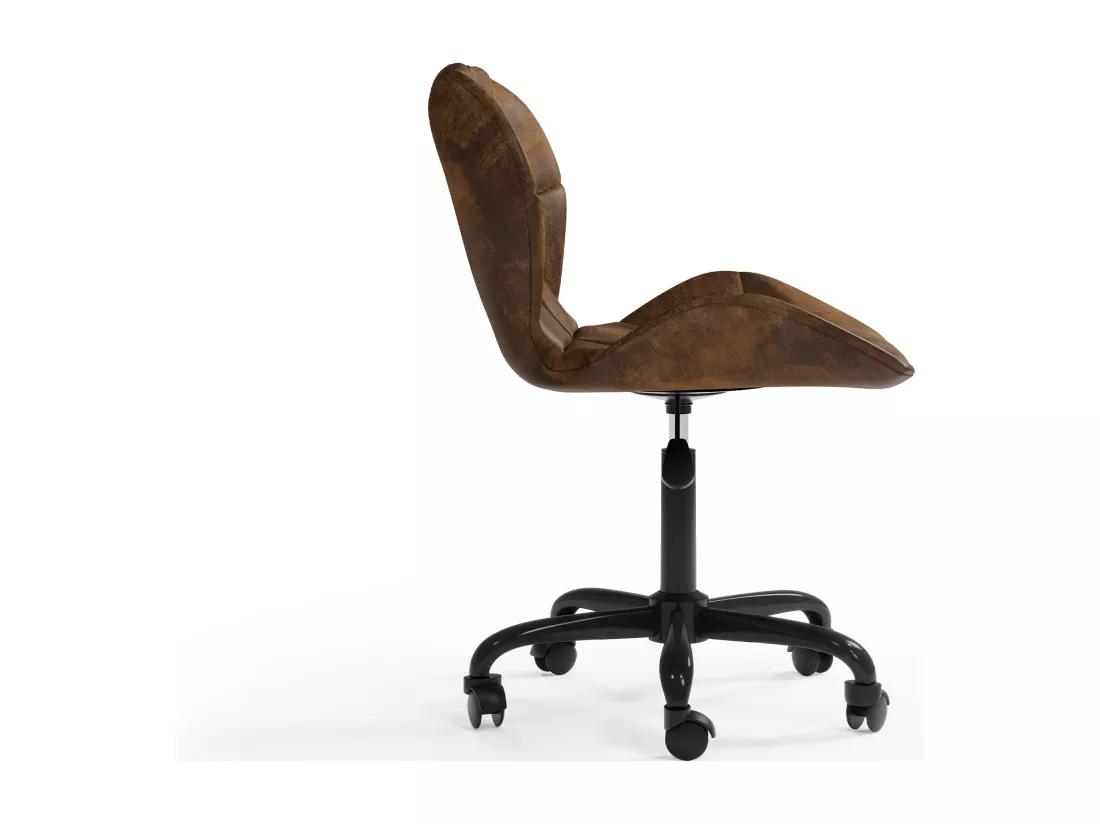 Chaise de bureau vintage - Cuir végétalien - Delare Marron vieilli