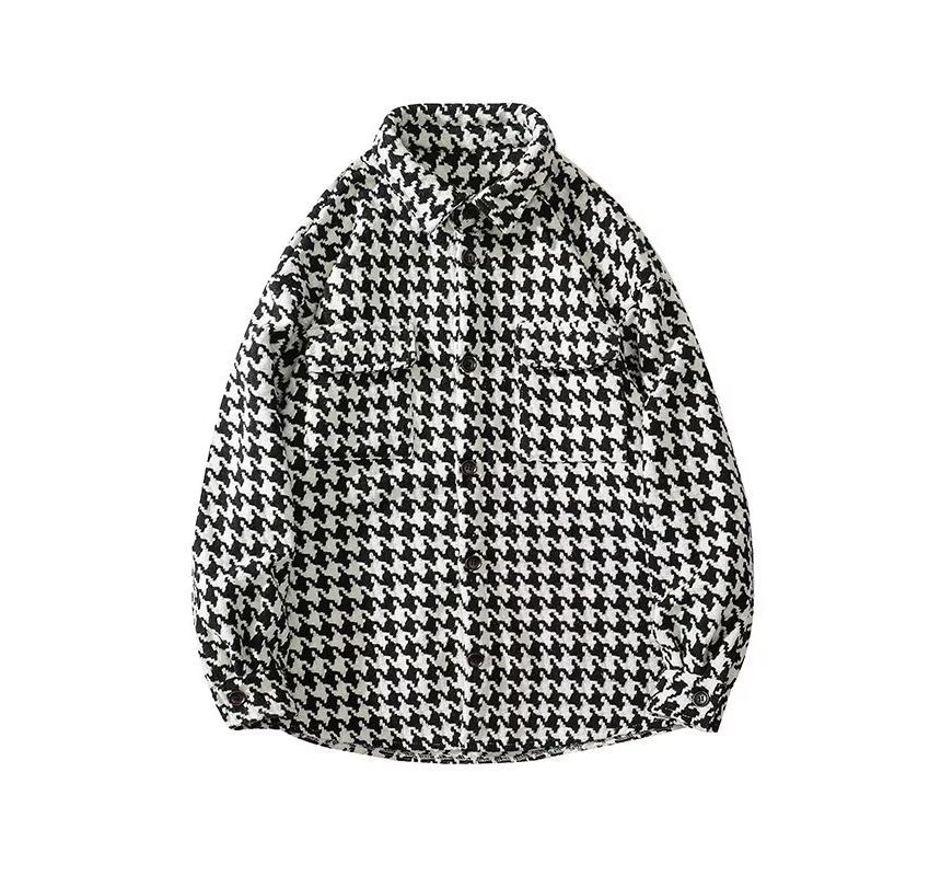 Ateso - Pied-de-poule wollen oversized overhemdjas