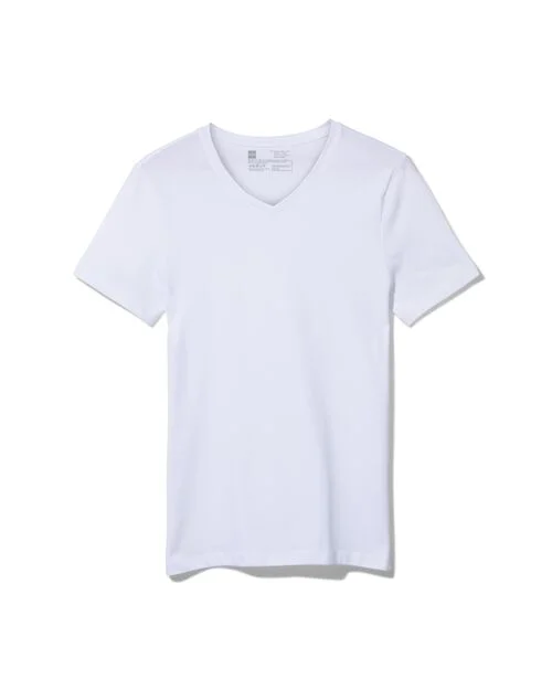 2 t-shirts homme regular fit col en v blanc