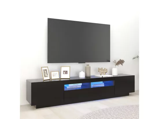 Meuble TV avec lumières LED Noir 200x35x40 cm