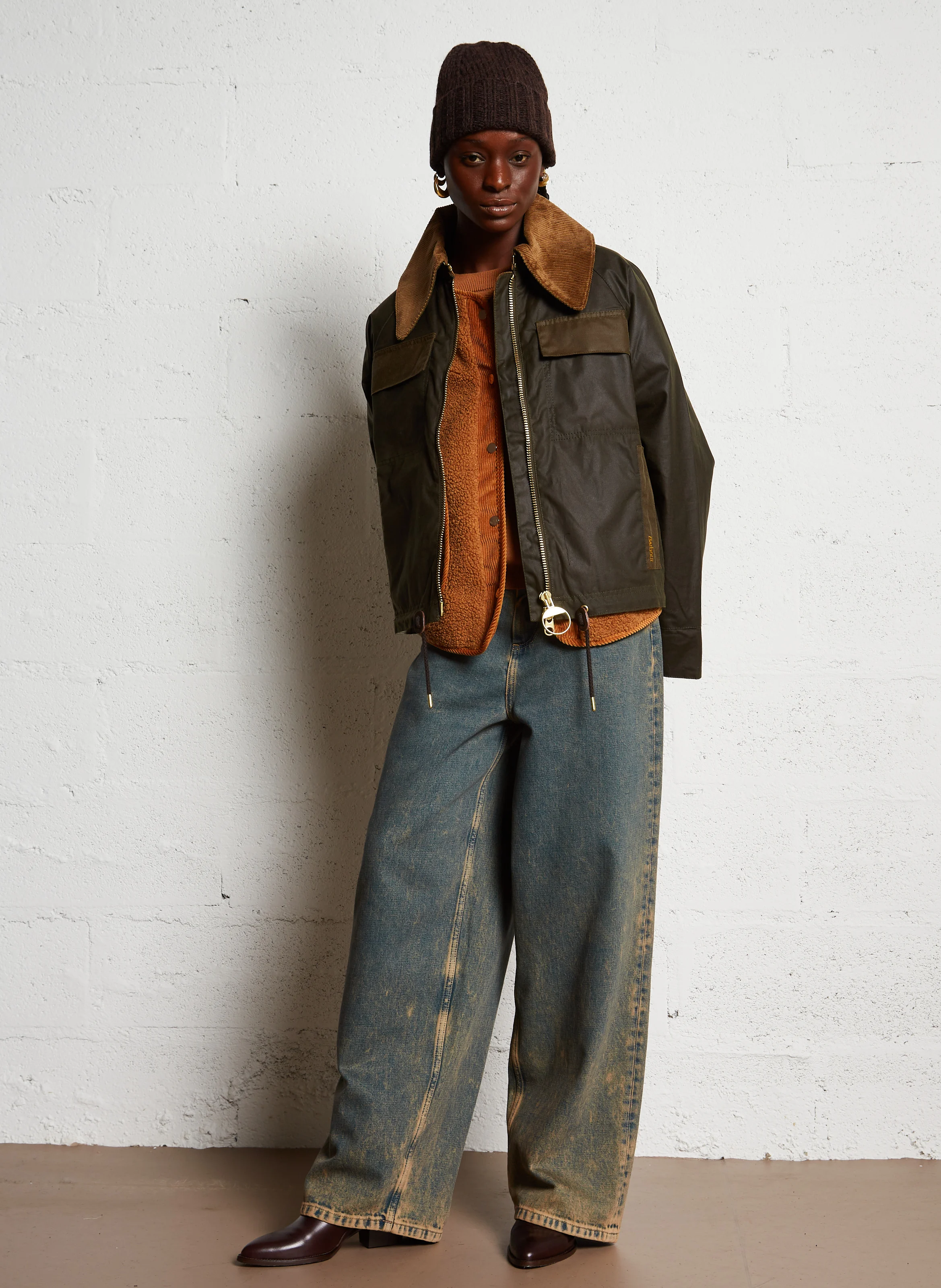BEAULY - Blouson col classique droit en coton | Kaki
