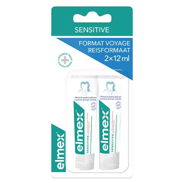Pasta de dente Elmex Sensitive para viagem, 2 x 12ml