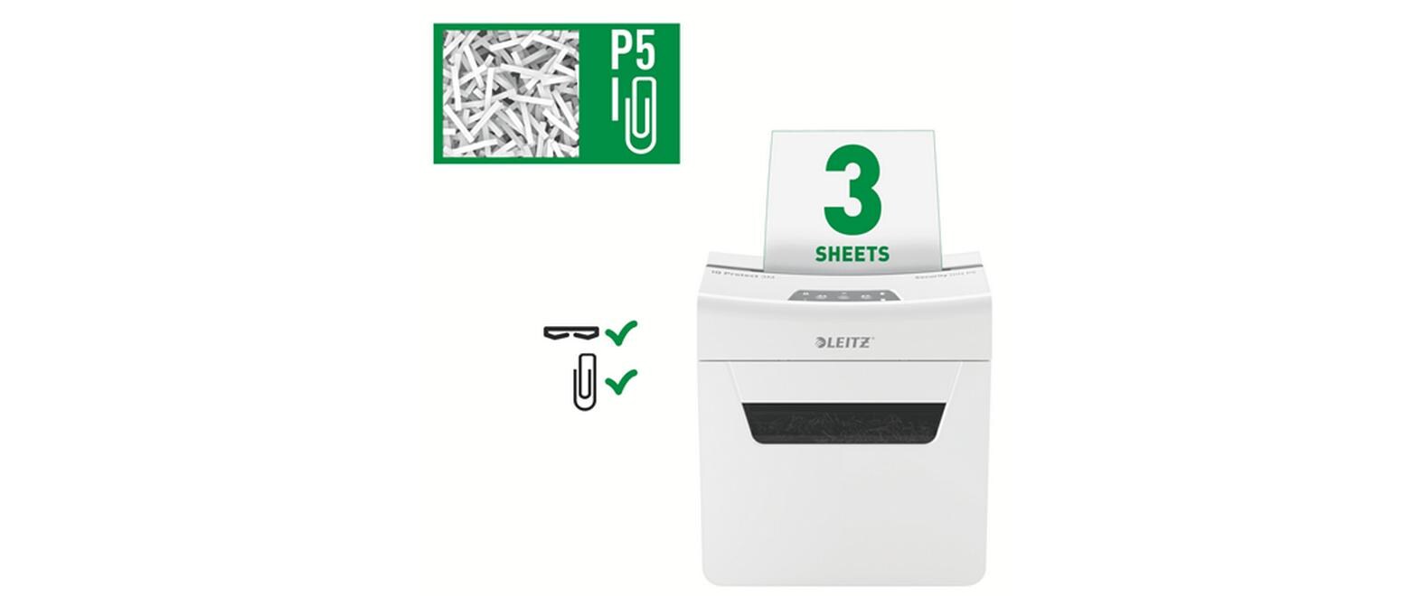 Aktenvernichter IQ Protect Premium 3M , P-5, 3 Blatt<br>Manueller Dokumentenvernichter mit Mikroschnitt für die sichere Vernichtung streng vertraulicher Unterlagen