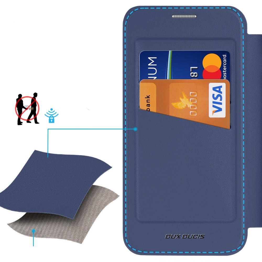 Samsung Galaxy S25  Plus Hybrid Leder Tasche Kickstand Aufsteller   Kunststoff Rückseite MagSafe-Modul - Blau / Transparent