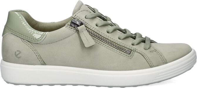 ECCO Soft 7 Side Zip Sneakers groen Nubuck Dames