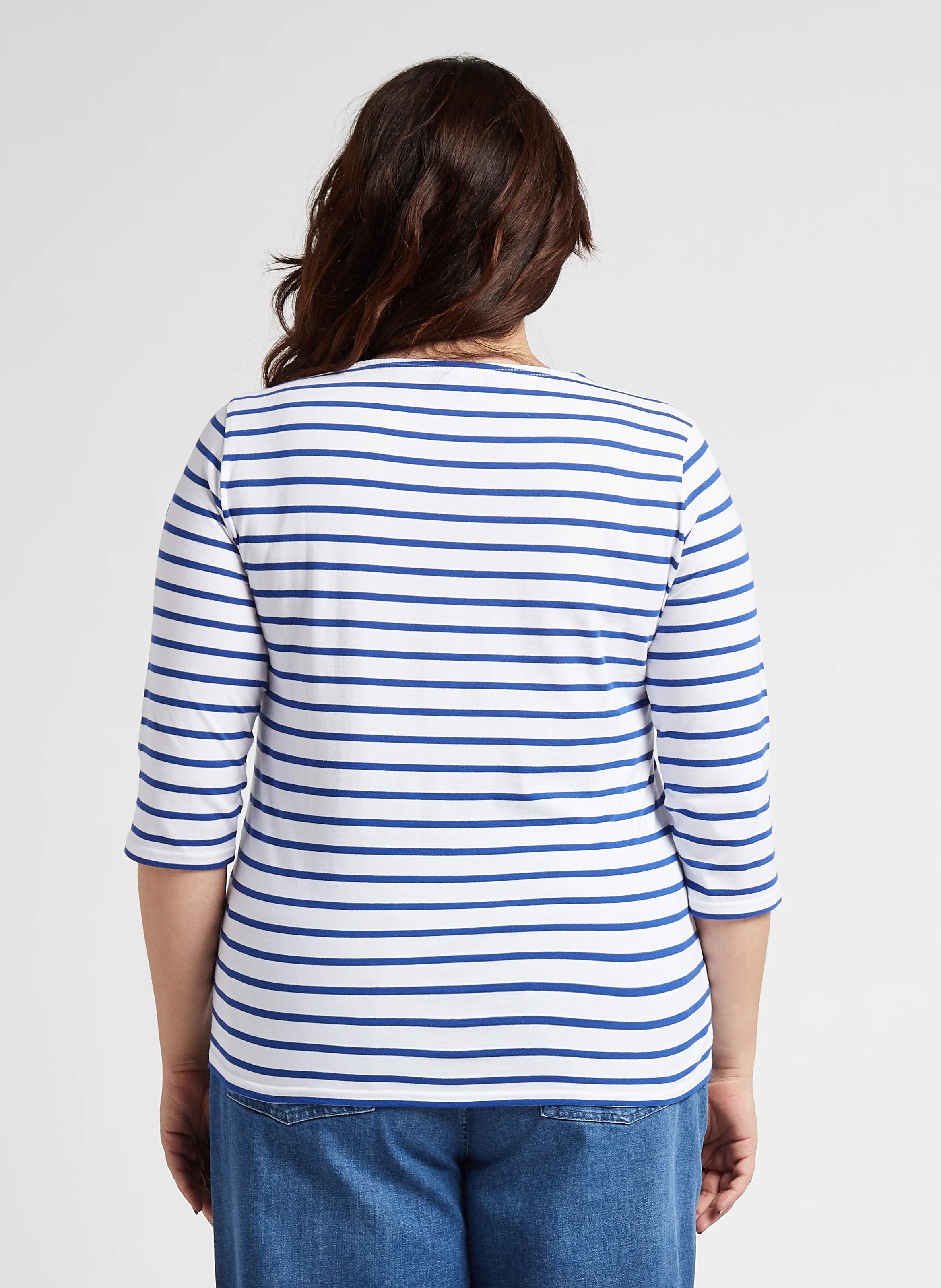 Marinière col rond en jersey light | Blanc