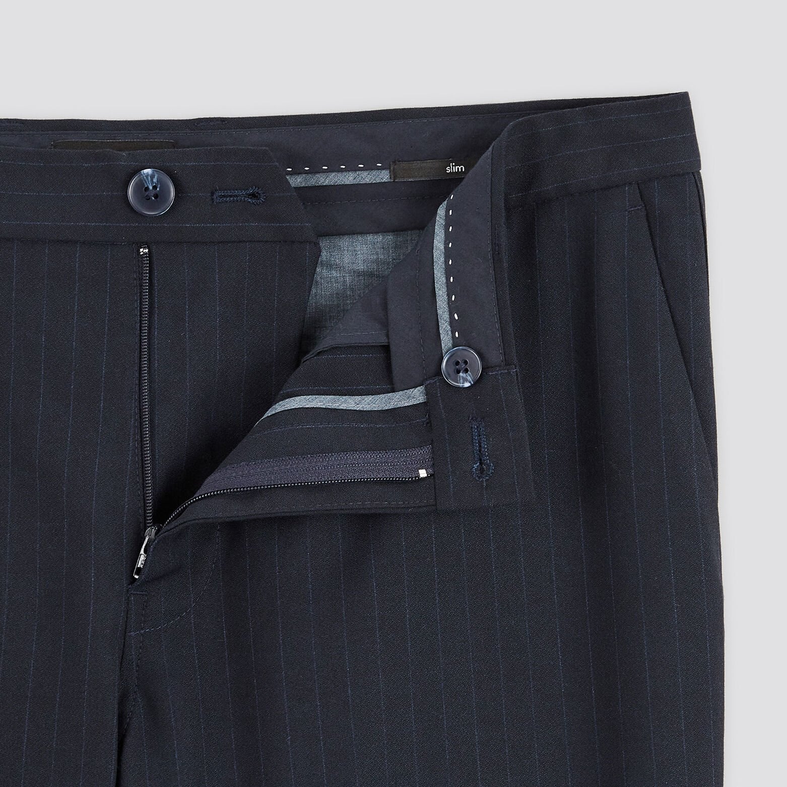 Pantalon chino slim à rayures Bleu foncé