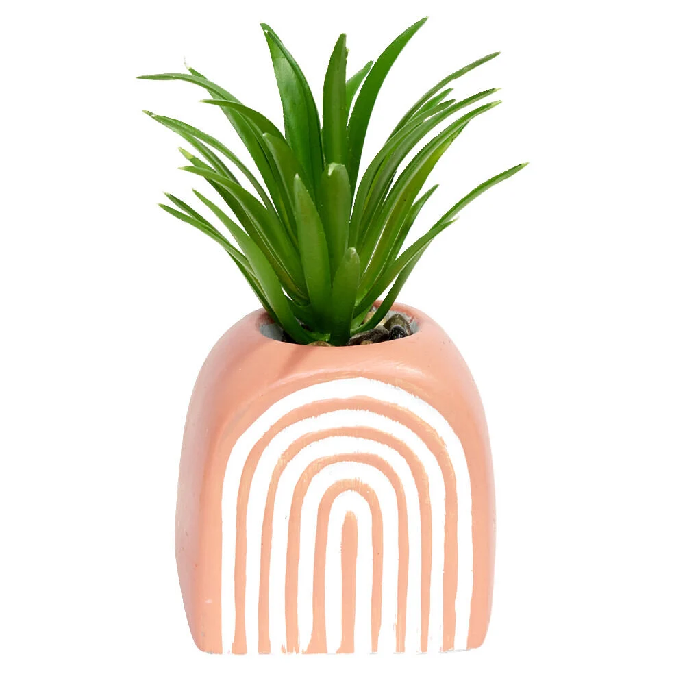 Plante grasse artificielle H9cm pot ciment (3 modèles)