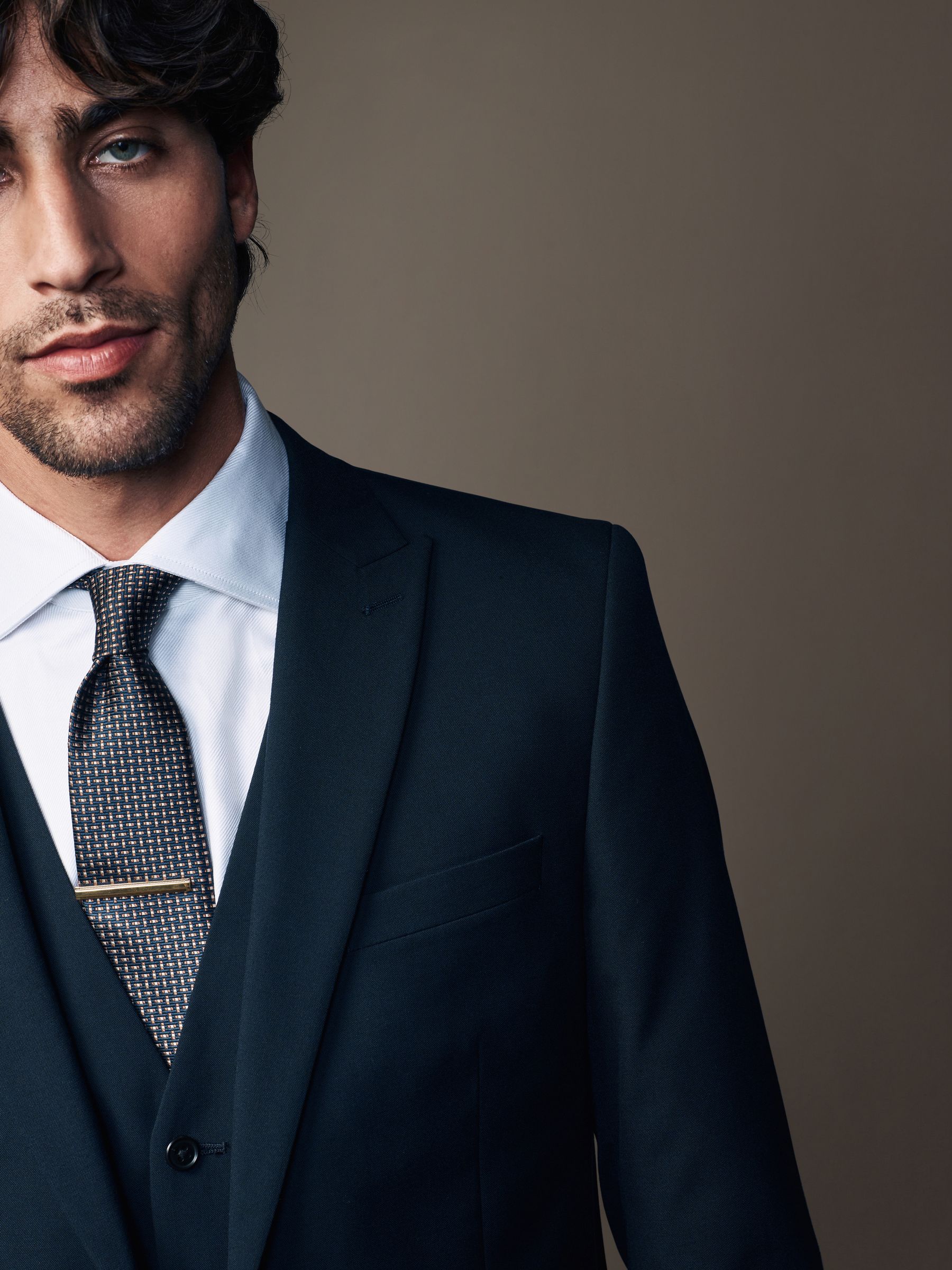 Donkerblauw - Slim Fit - Kostuum met twee knopen: colbert