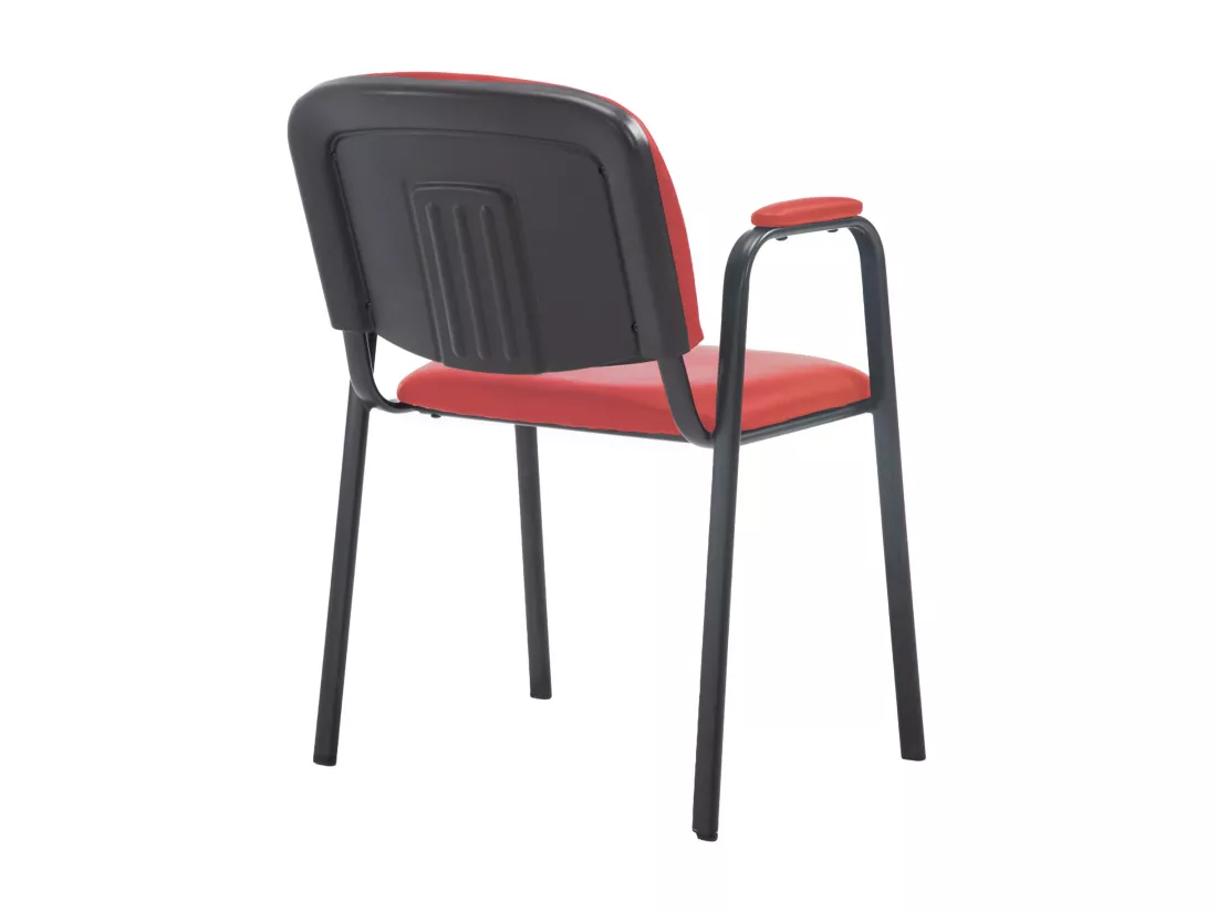 Chaise de conférence - Similicuir & Métal noir mat - Rouge - Ken Pro