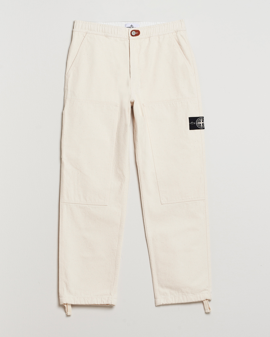 Stone Island RAW Washed Cotton Gabardine Trousers Ivory