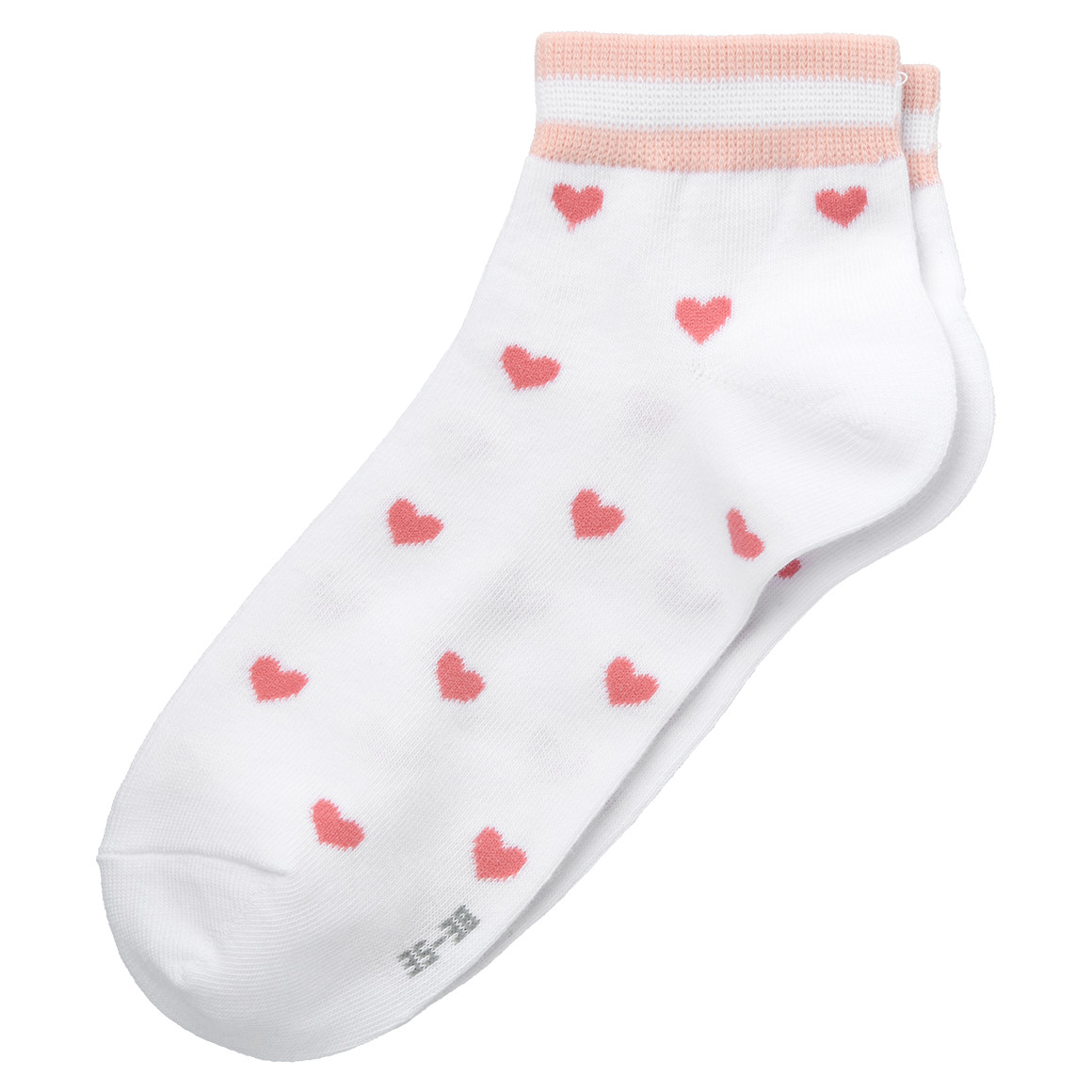 Gina Benotti 2 Paar Damen Sneacker-Socken mit Herzchen weiss / rosa