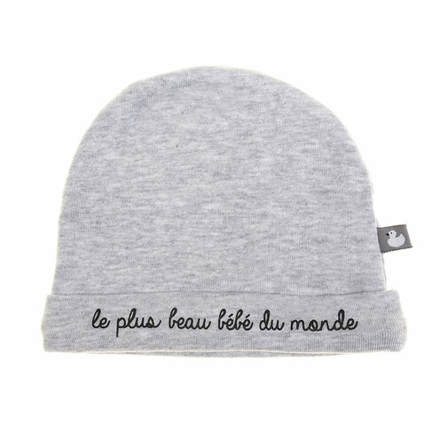 Bonnet de naissance pur coton Le plus beau bébé Gris chiné - BB&CO