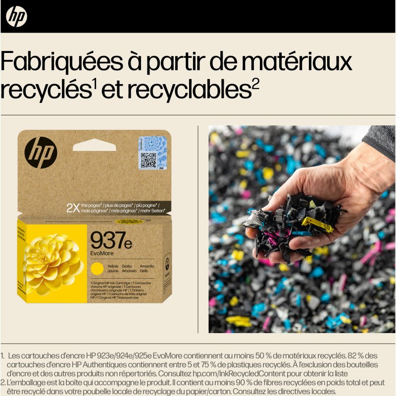 HP 937e Cartouche d’encre authentique Jaune EvoMore