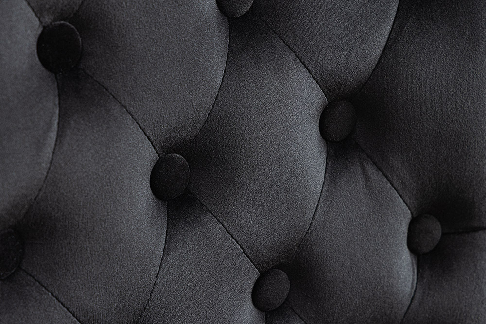 Chesterfield Stuhl CASTLE schwarz Samt Gummiholz Ziernieten