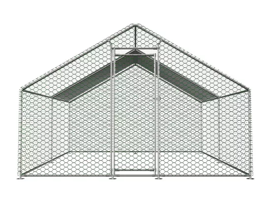 Chalet de jardin poulailler 3x4x2 mètres en métal avec serrure sécurité et toile PE imperméable pour petits animaux domestiques