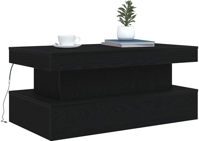vidaXL - Salontafel - Zwart Eiken - Met LED-Verlichting