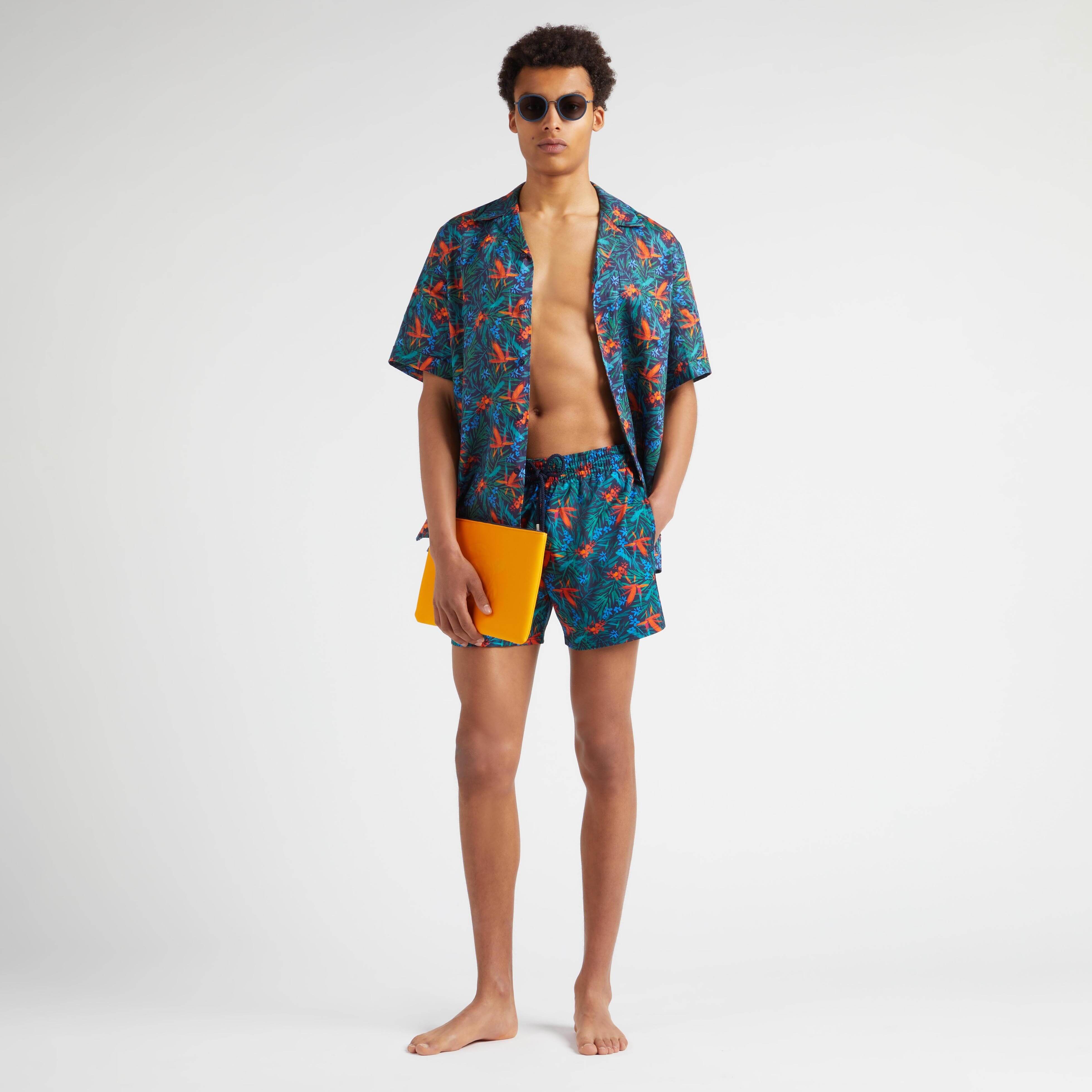 Chemise Bowling en Lin Homme Tropical Flowers