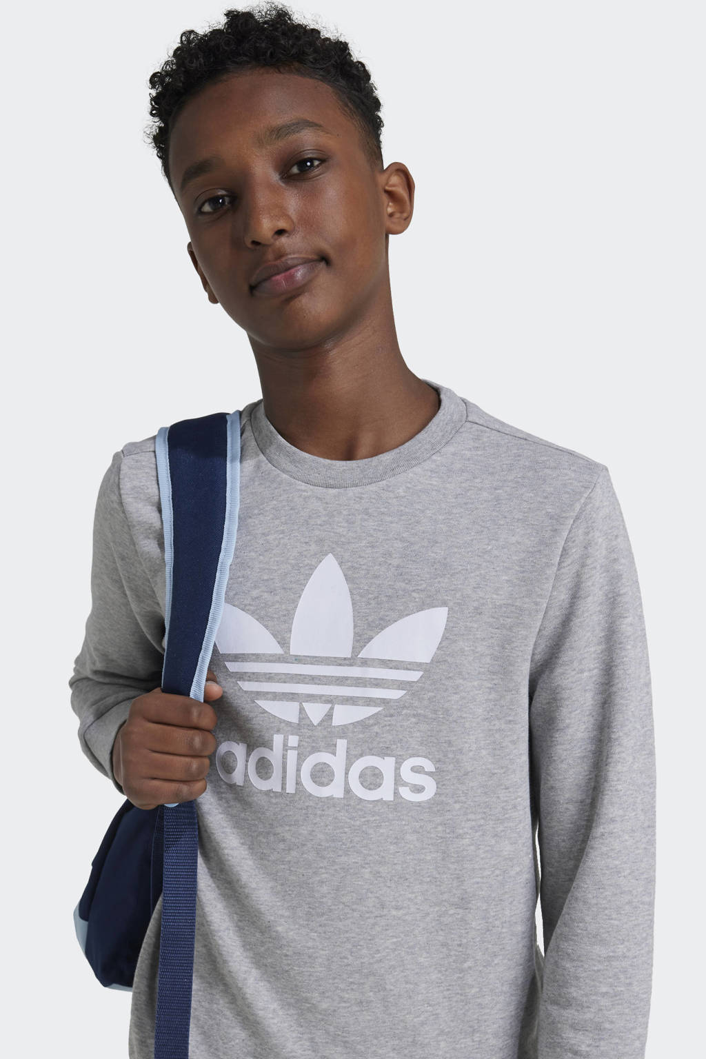 adidas sweater Trefoil grijs melange
