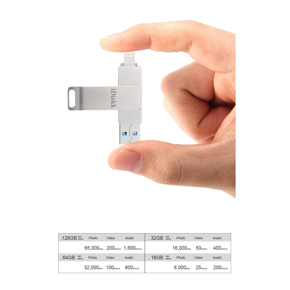 (MFi) 128GB Flash Drive HighSpeed USB Stick Lightning   USB A (USB 3.0) - Silber
