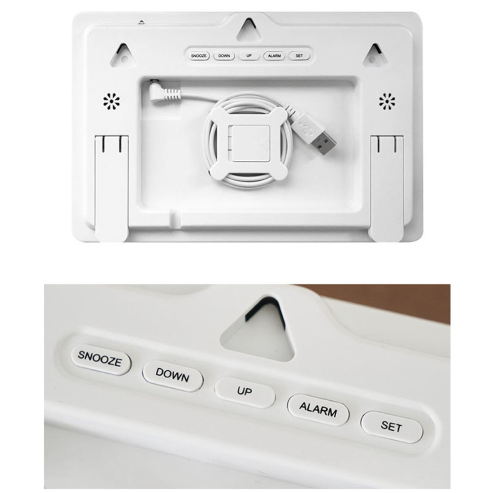 (24.5x2.5cm) Extra Grosser Digitaler LED Wecker mit Datum und Thermometer   Fernbedienung (Dimmbar) - Weiss / Schwarz