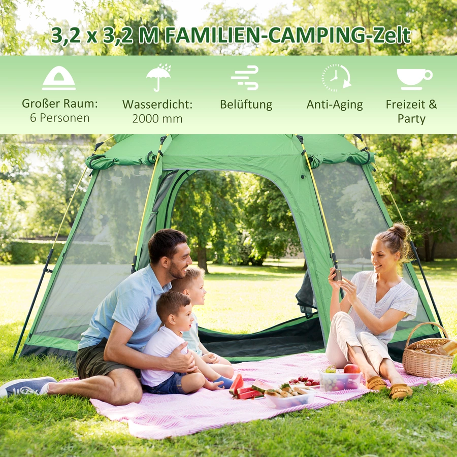 Outsunny Campingzelt mi Tragetasche grün