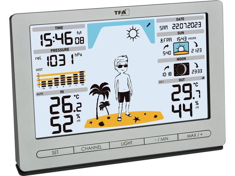 TFA Dostmann Wetterstation Meteo Jack Silber Funk-Wetterstation