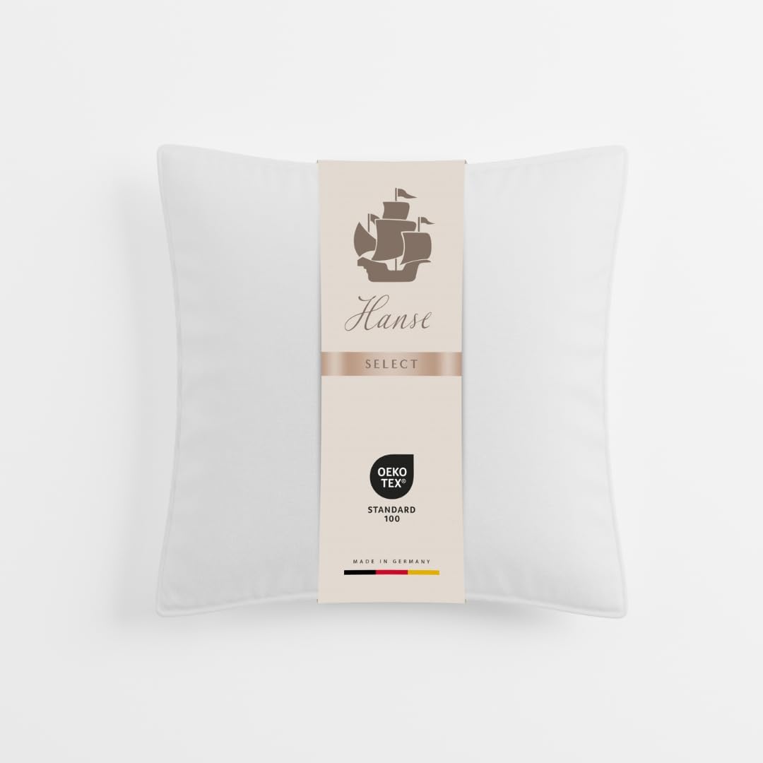 Hanse Select Kopfkissen federfrei 80x80 cm, hochwertiges Kopfkissen für weichen Schlafkomfort mit kombinierter Füllung aus Faserbällchen, waschbar bis 60°C & allergikergeeignet, Made in Germany