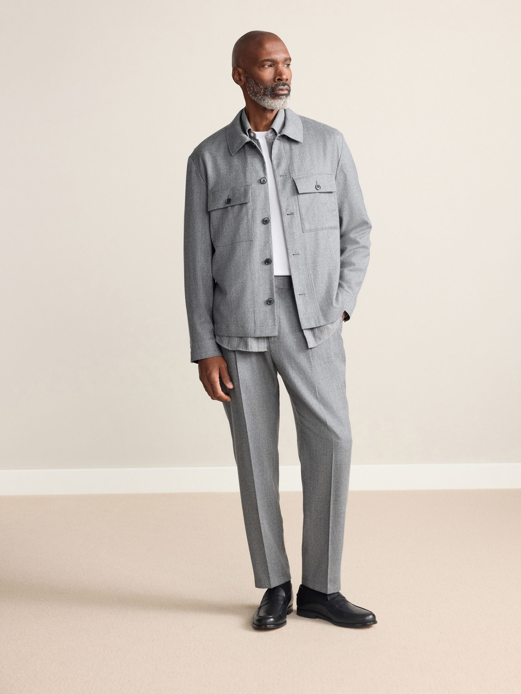 Grijs - Signature Regular Tapered 100% REDA Marino Wool Smart Trousers With Elasticated Back