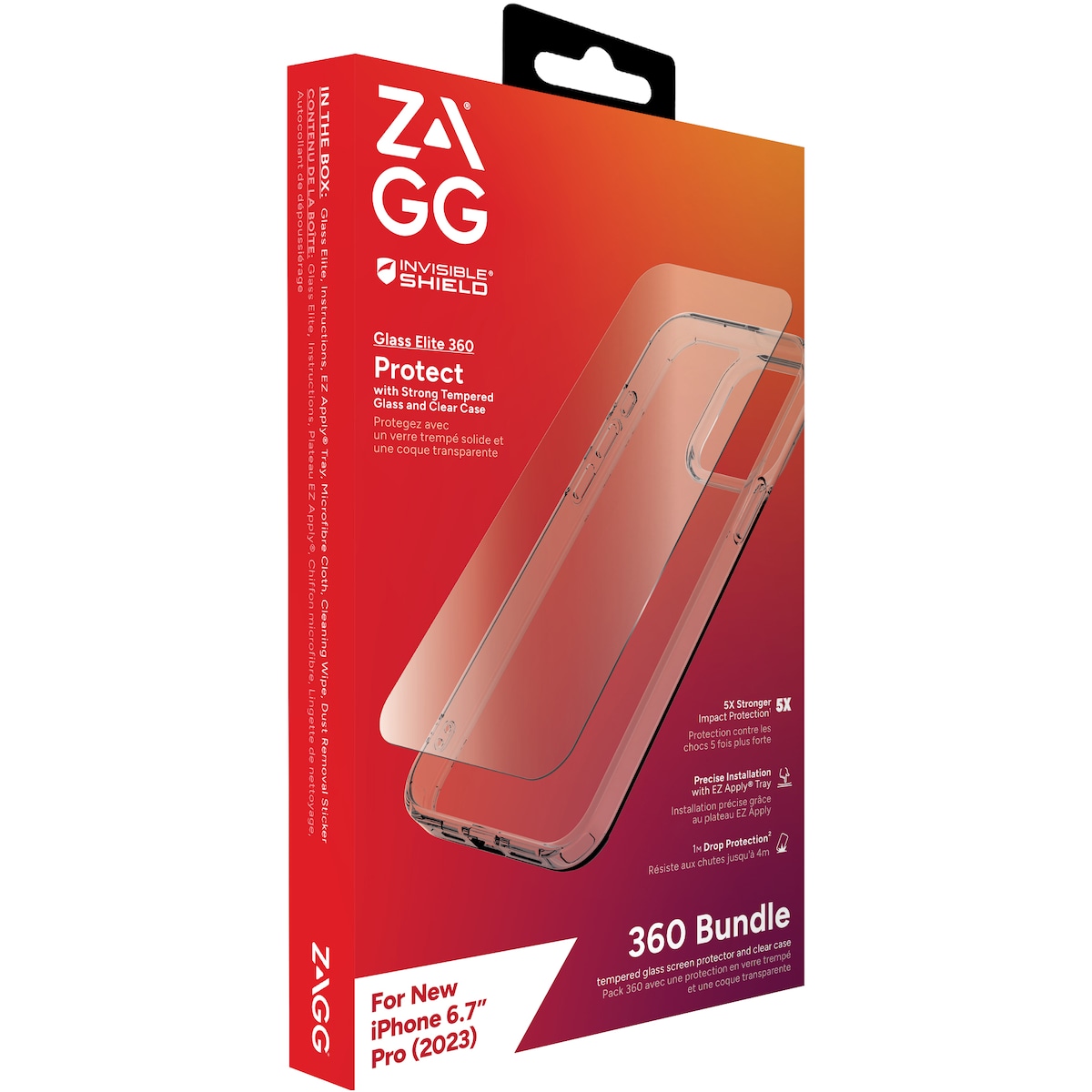 Zagg iPhone 15 Pro Max Glass Elite 360 deksel og skjermbeskytter (gjennomsiktig)