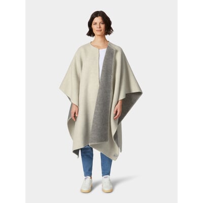 Norwegischer Poncho Lammwolle, Grau-Natur