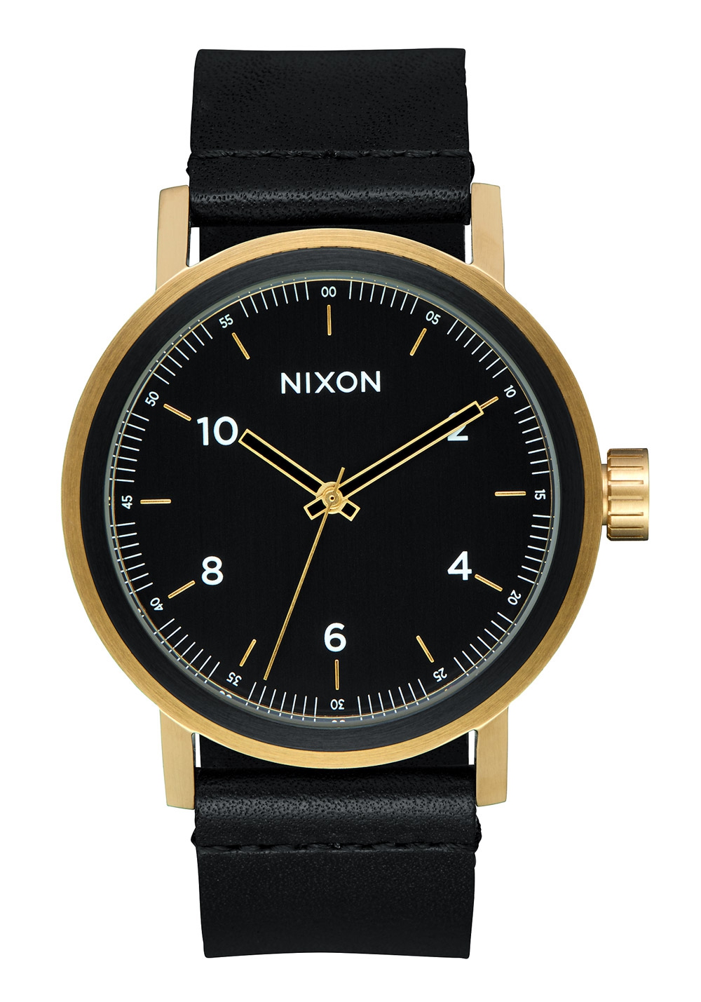 Nixon The Stark Leather All Black / Gold A1194-1031