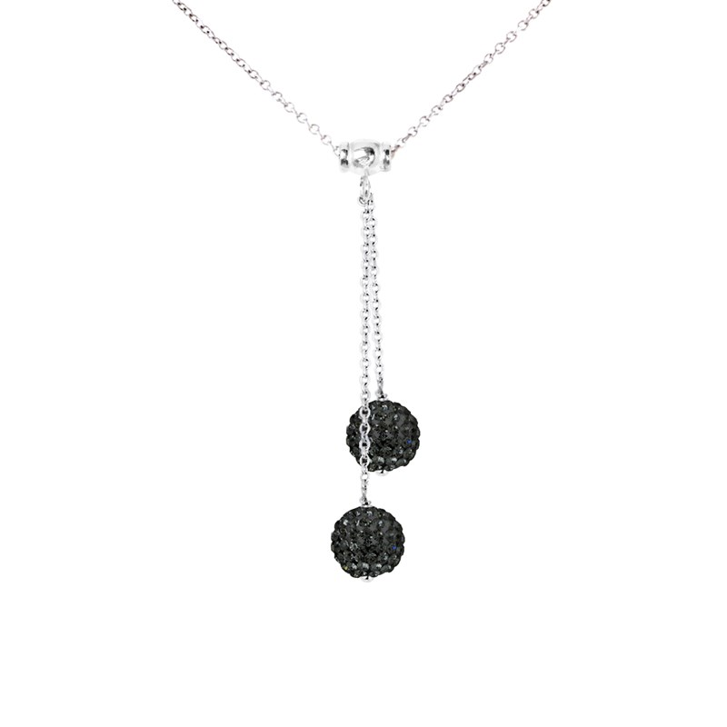Collier TOI ET MOI - Cristal noir - Argent 925