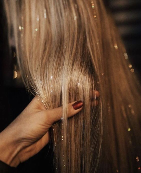 (90cm) Lametta Haar Strähnen Glitzer Haarverlängerung Hair Tinsel - Bunt 2