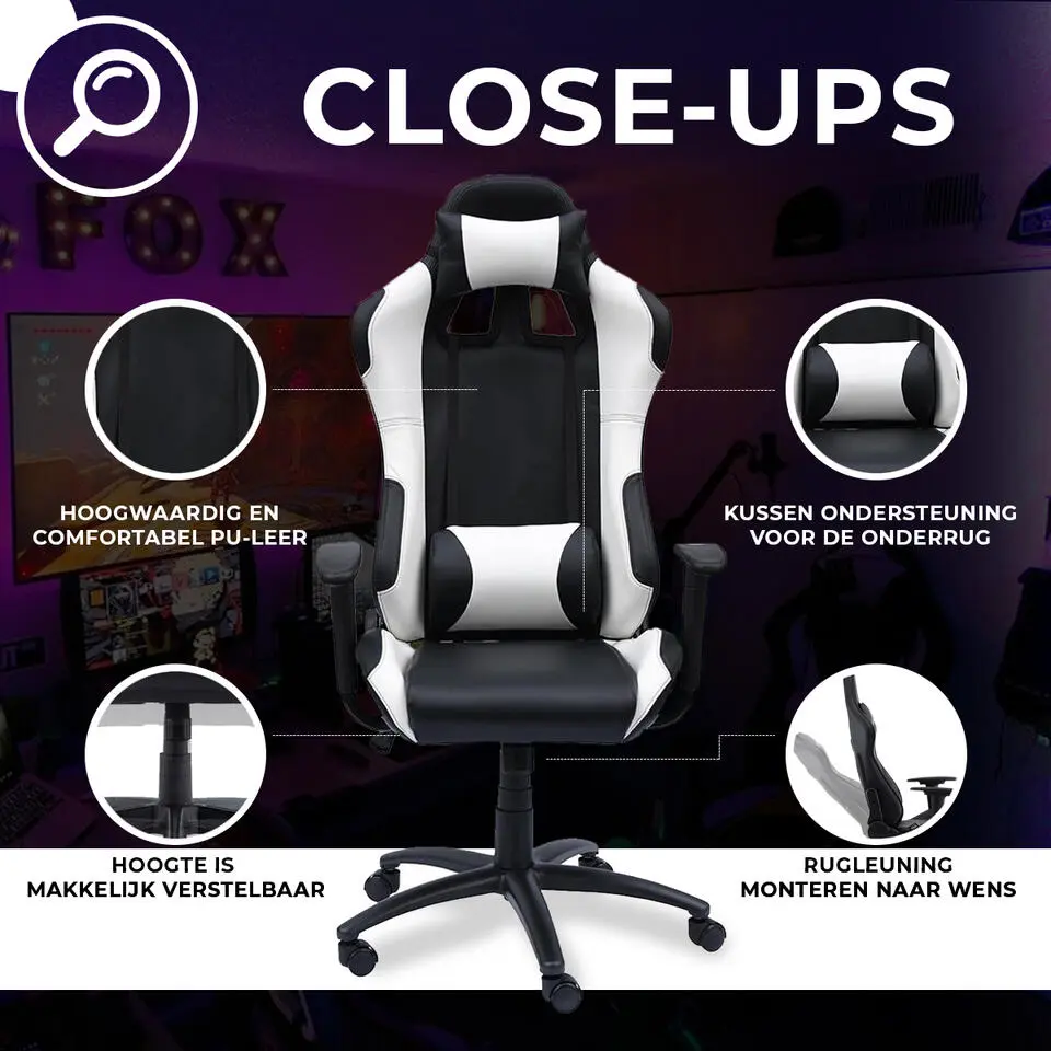 Ocazi New York Gaming stoel - Bureaustoel - Zwart/Wit