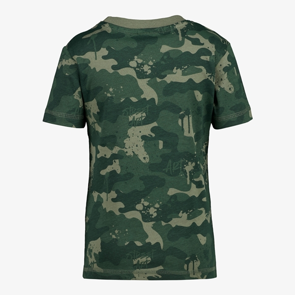 Unsigned jongens T-shirt groen met camouflageprint