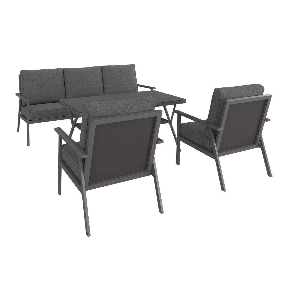 Beldano Loungegarnitur Genua 4-teilig anthrazit,schwarz