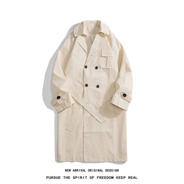 FORSETI - Lange trenchcoat met reverskraag en dubbele rij knopen