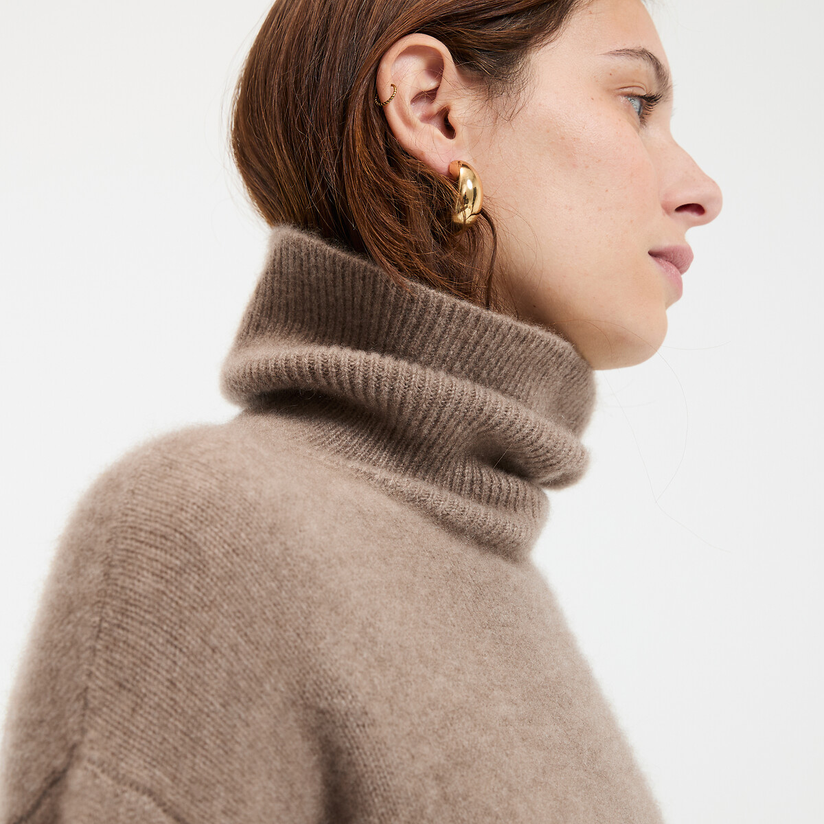 COLEÇÕES LA REDOUTE<br>Suéter de gola alta em cashmere, tricô grosso