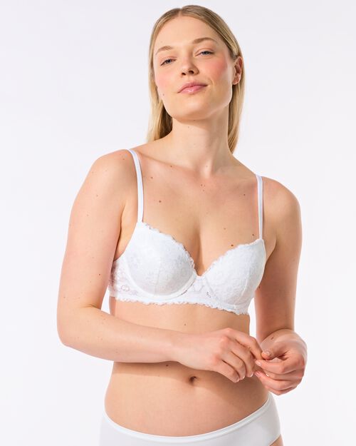 soutien-gorge préformé en dentelle avec armatures blanc