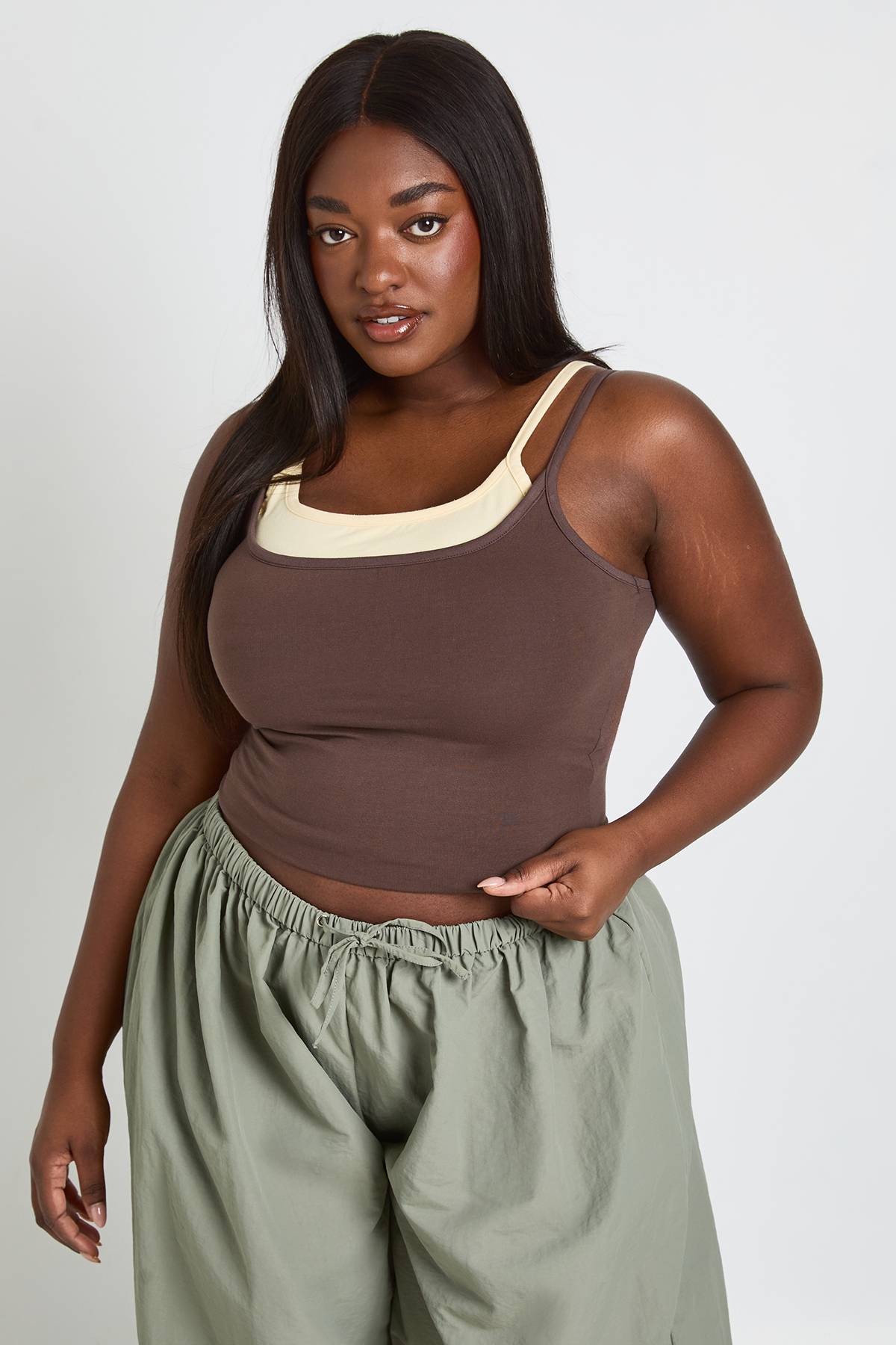 boohoo Débardeur Caraco Grande Taille À Double Épaisseur