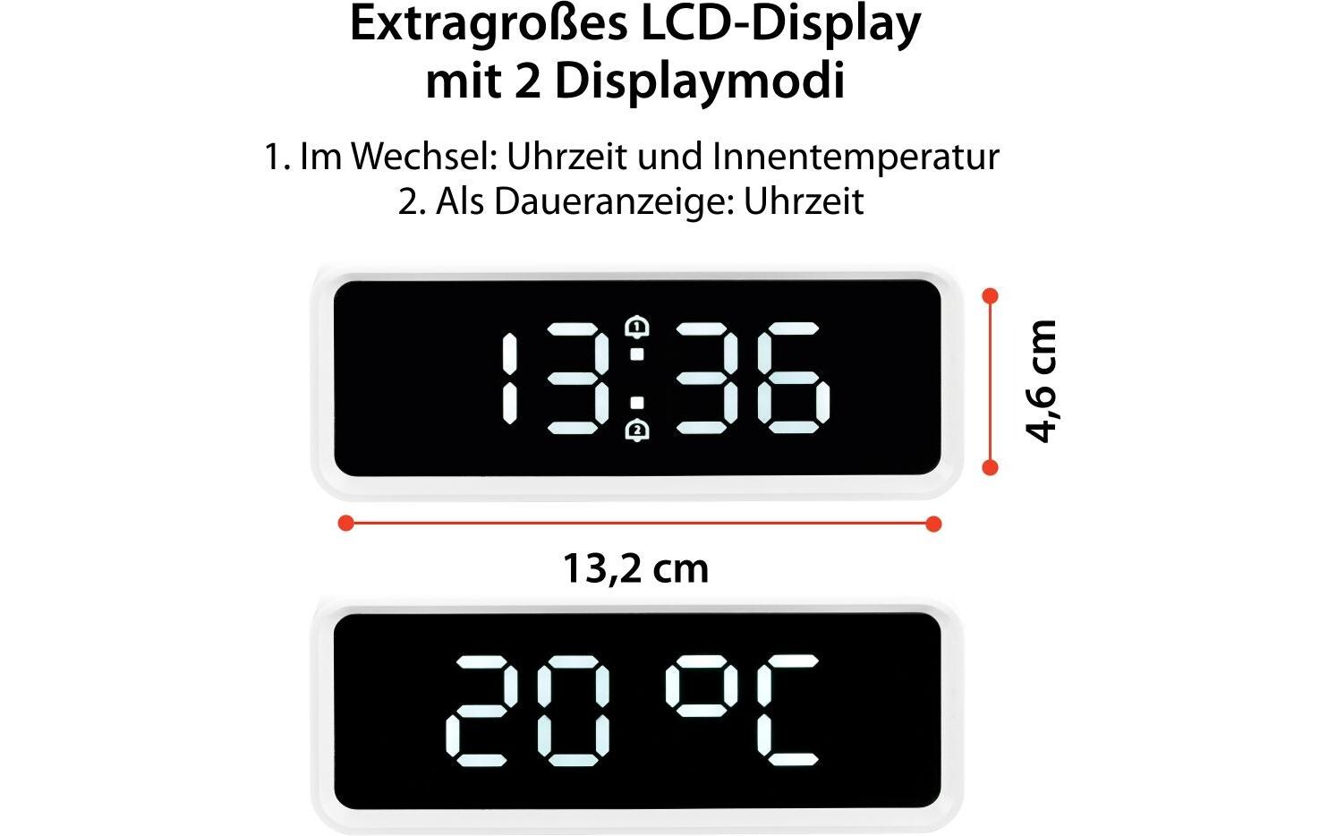 Digitalwecker mit TemperaturanzeigeWecker mit Induktionsladung