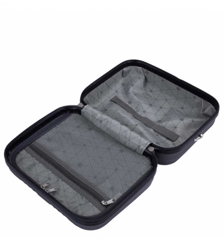Nécessaire de viagem rígida grande ITACA em ABS, modelo T71535, cor antracite - 33x26x14cm -