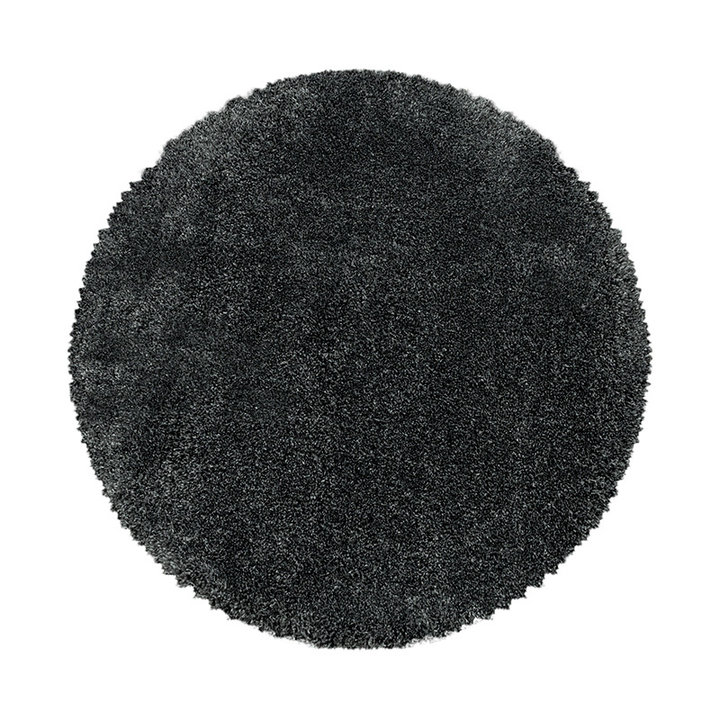 Rond hoogpolig vloerkleed - Fuzzy Donkergrijs | Stijlvol