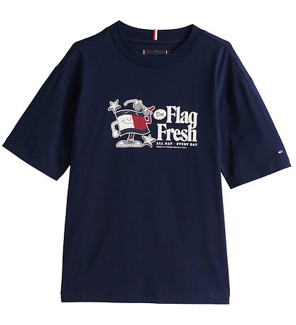 Tommy Hilfiger T-Shirt - Flagge Fun - Dark Nacht Navy m. Print