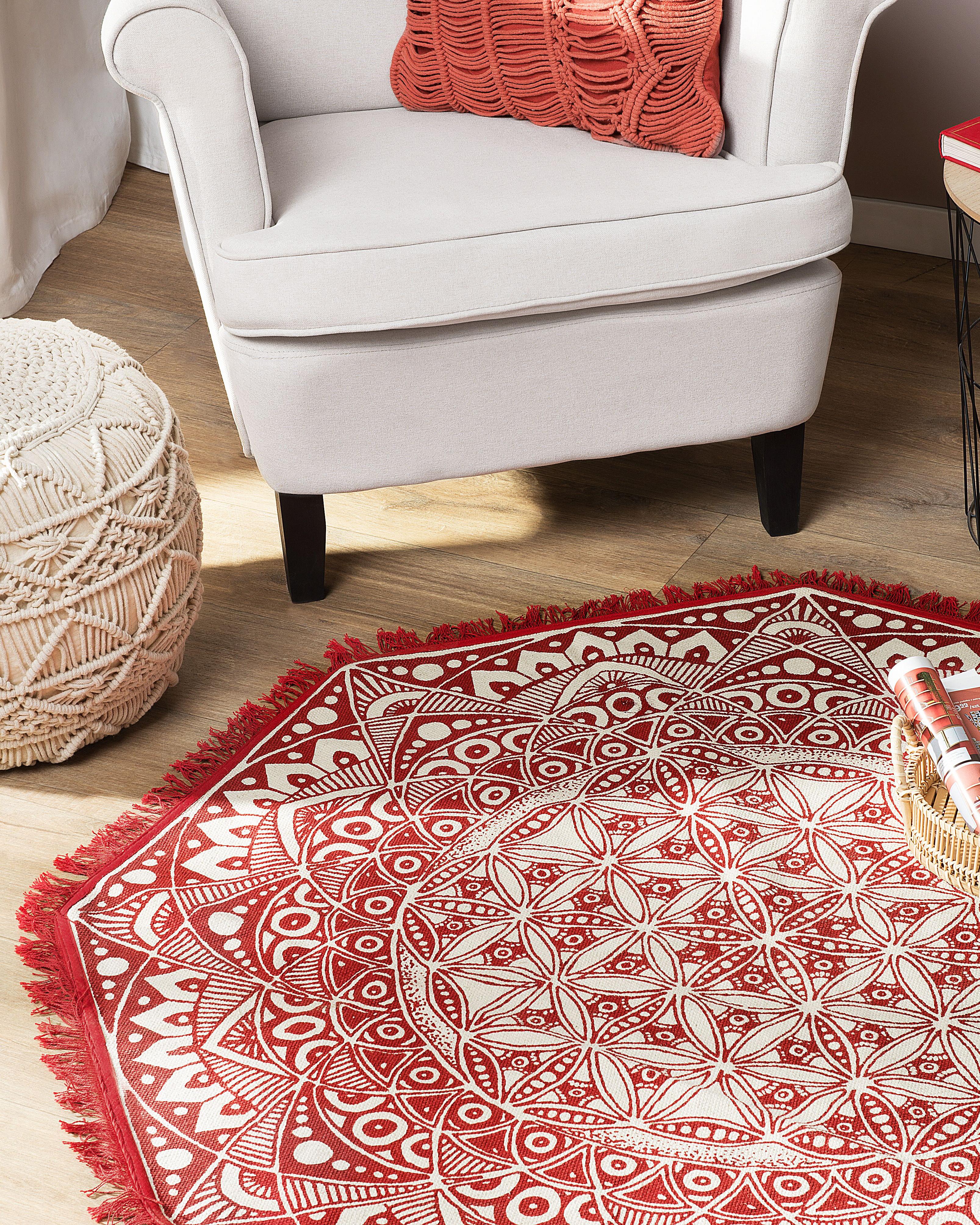 Vloerkleed MEZITILI Rood ø 120 cm Katoen