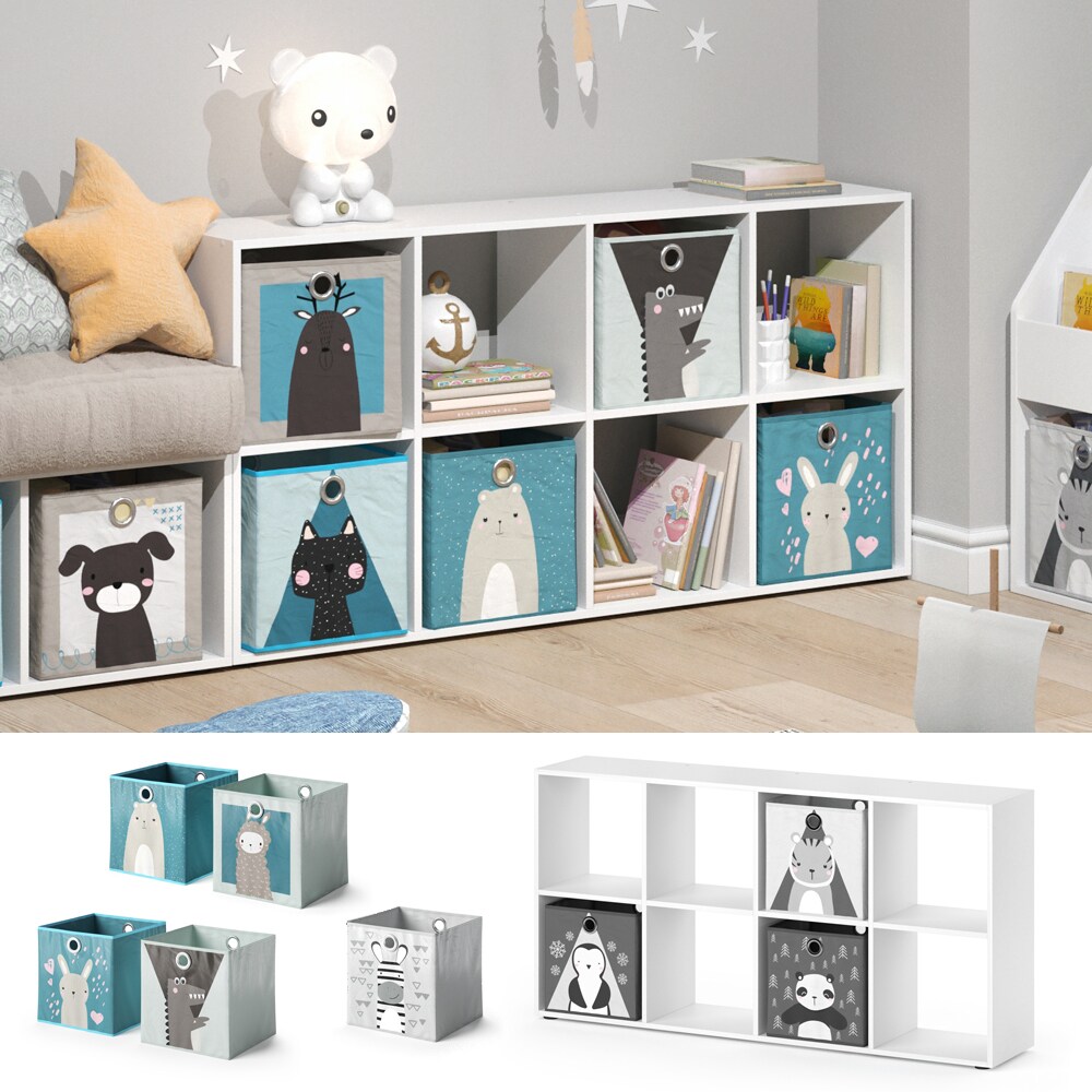 Vicco Kinderregal 8 Fächer inklusive Kinder Faltboxen Bücherregal Aufbewahrungsregal Spielzeug