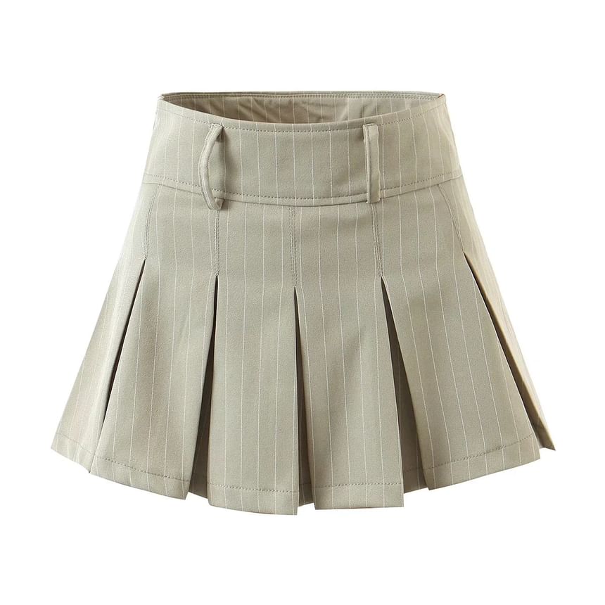 Reknovine - Gestreepte mini-plooirok met hoge taille