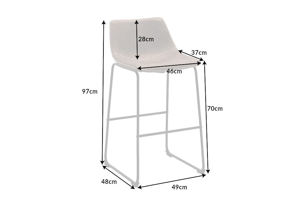 riess-ambiente Barstuhl DJANGO - vintage braun mit Eisengestell Rundum Bezug pflegeleicht Microfaser